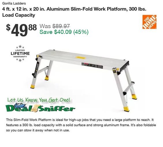 dealsniffer's tweet image. 🚨 45% OFF Gorilla Ladders Aluminum Slim-Fold Work Platform 💪
mavely.app.link/e/YNz8I2593Nb 🔗
#workplatform #ladder #worksite #jobsite #working #construction #renovation #diy #painting