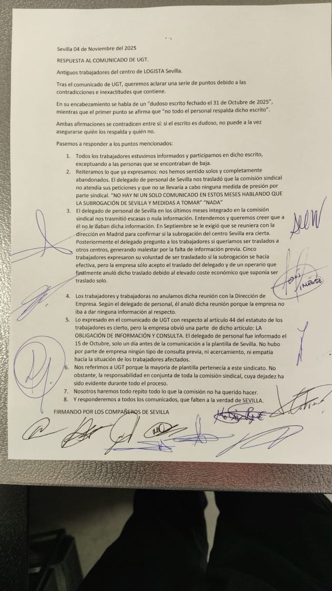 UGT sigue haciendo de las suyas.
Instamos a que publiquen las actas de las reuniones donde según ellos han sido negociaciones muy duras.
No las van a publicar por qué no han existido esas reuniones.
Aquí la respuesta de los trabajadores de Sevilla que además eran de UGT.👊🏼