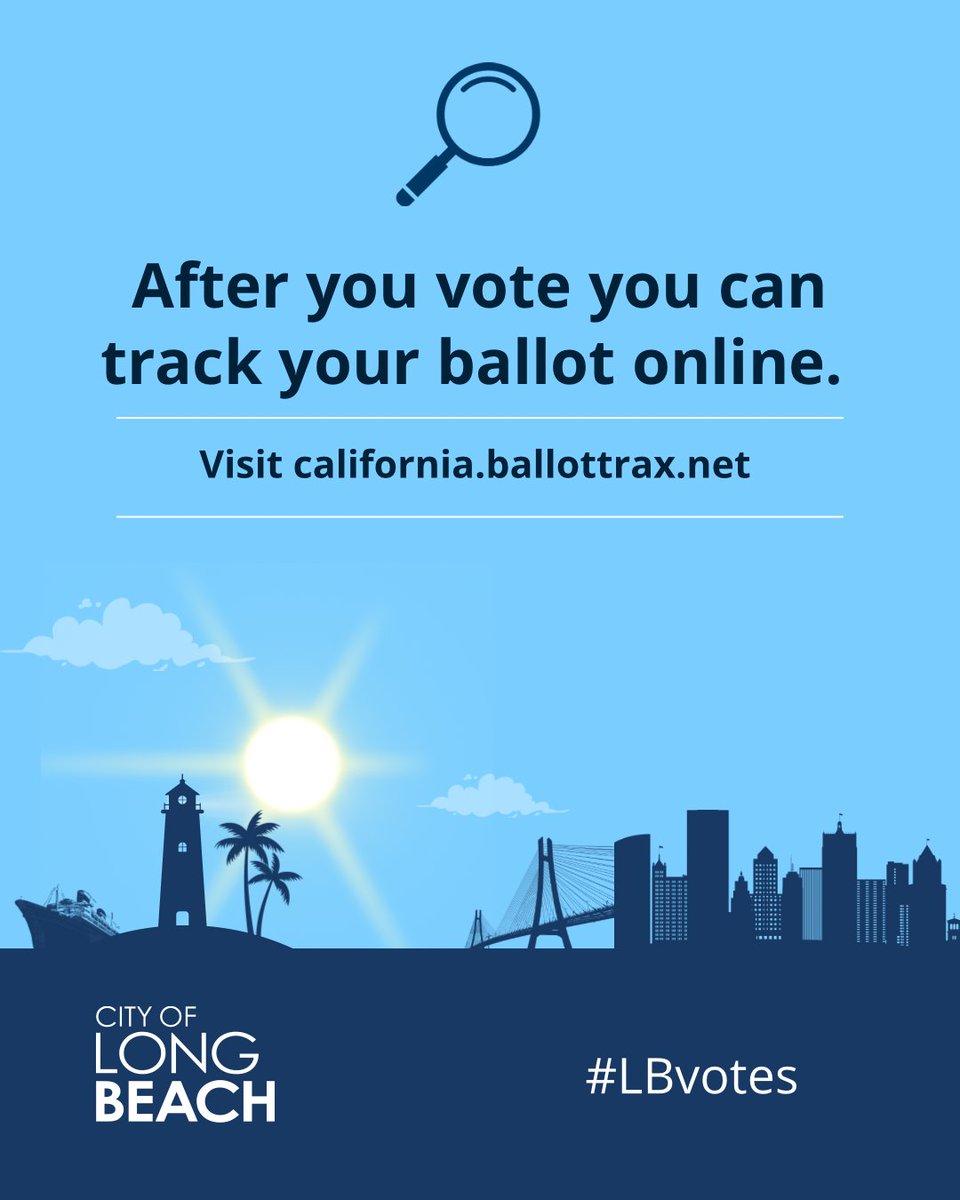 LongBeachCity's tweet photo. ๐ณ๏ธ Itโs Election Day! Vote Centers are open today (11/4) from 7 a.m. to 8 p.m. Check out helpful information below. โฌ๏ธ
๐ Find your nearest Vote Center or drop box: https://t.co/gJRerd1ZZH๏ฟผ
๐ Already voted? Track your ballot at ๐ https://t.co/B8SAUO55Sf๏ฟผ
#LBvotes https://t.co/dAhECHWBmu