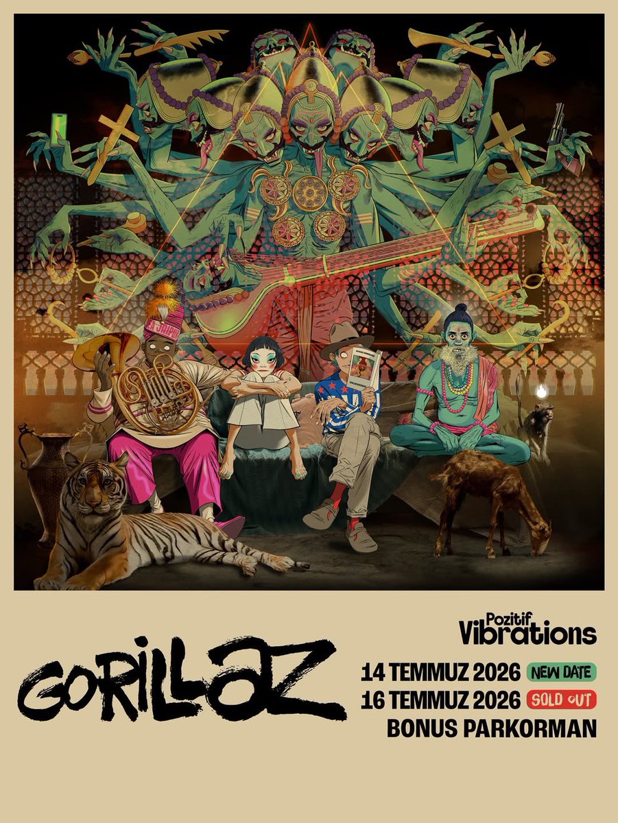 SUCESSO! Gorillaz deu SOLD OUT no show em Istambul, Turquia, com isso a banda acaba de anunciar mais uma data no país.