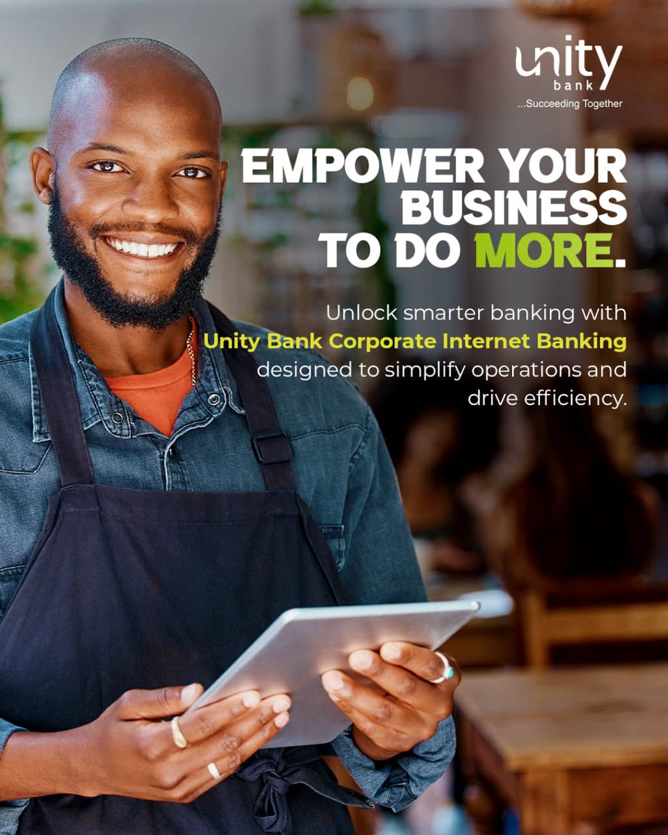 UnityBankPlc's tweet image. With Unity Bank Corporate Internet Banking (CIB), you get the tools that keep your business moving:
•High-value transfers with generous daily limits
•Seamless payroll and bulk payments
•Advanced security with token authentication
•Real-time monitoring and instant statement…