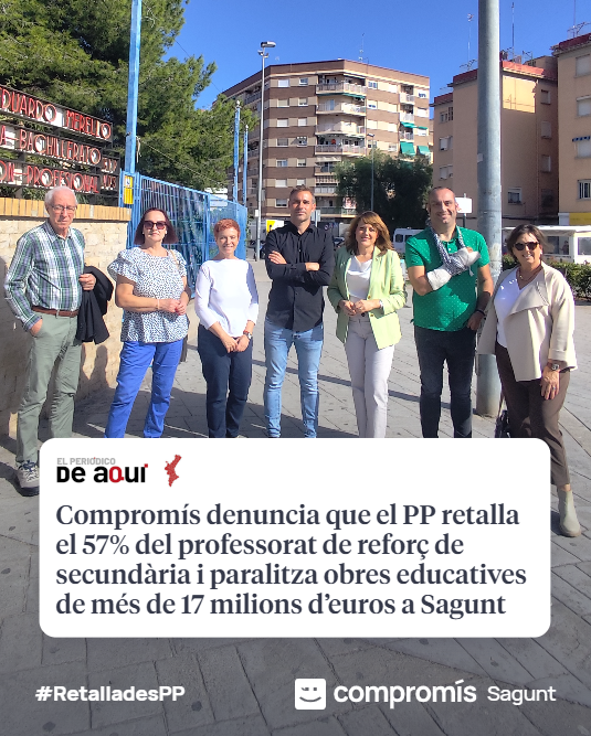 El nostre portaveu d'Educació a <a href="/cortsval/">Corts Valencianes</a>, <a href="/gerardfullana/">Gerard Fullana</a>, ens ha visitat per a abordar juntament amb <a href="/mariajpico/">Maria Josep Picó</a>, portaveu en l'Ajuntament, les retallades en educació que està protagonitzant el PP a #Sagunt i el Camp de #Morvedre ✂️🏫📚

📢 cutt.ly/Ur6TjEVr

#RetalladesPP