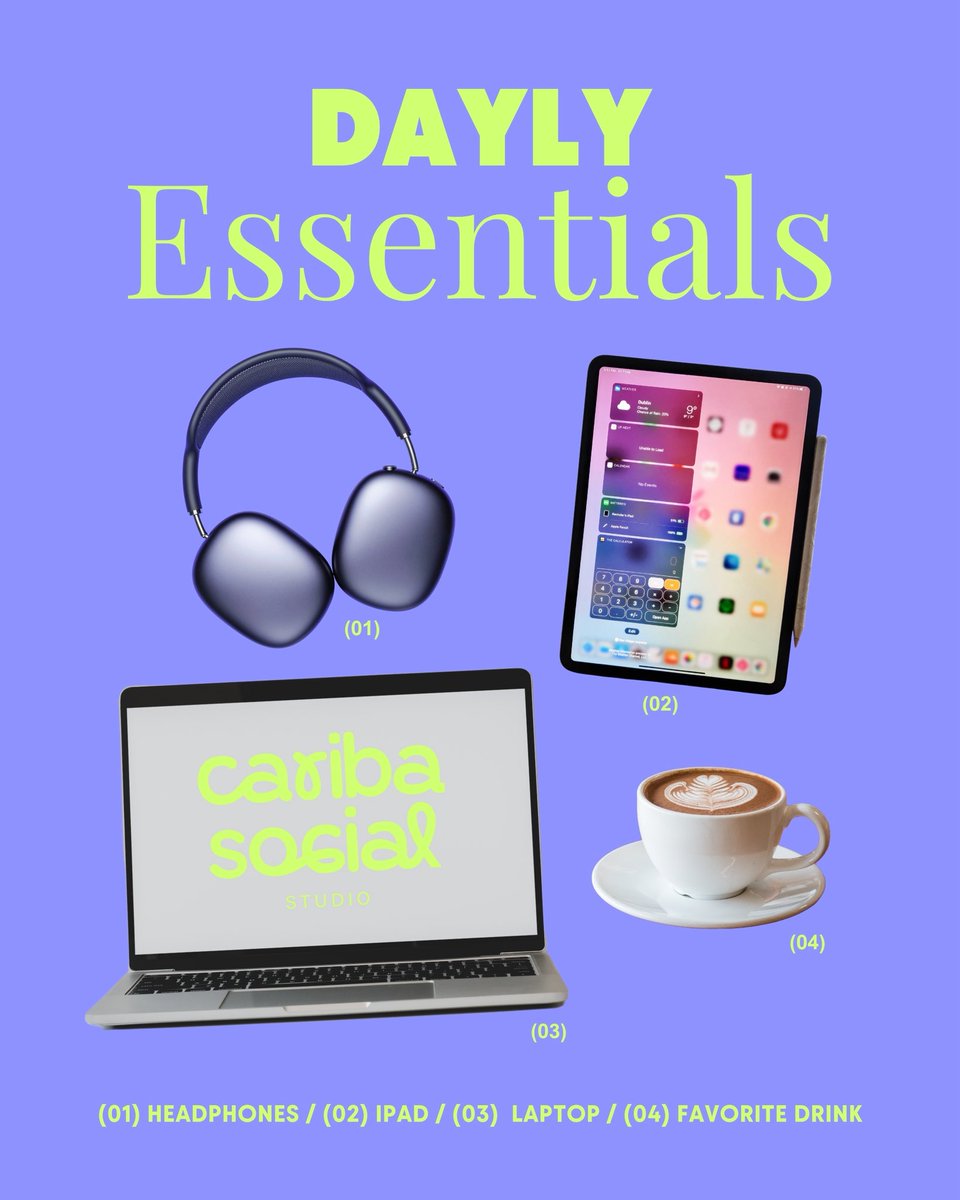 CaribaSocial's tweet photo. ☕️💻 Nuestros Daily Essentials para crear magia digital ✨

Entre reuniones, diseño y estrategias, no pueden faltar:
🎧 buena música,
📱 un iPad listo para ideas,
💻 nuestra fiel laptop,
y por supuesto… ☕️ el café que lo hace todo posible. https://t.co/EICBMT5Q4u