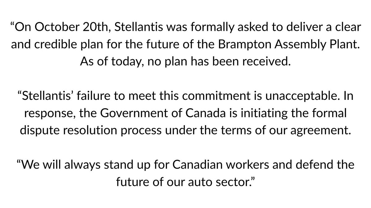 Here is my statement on the recent developments with Stellantis in Brampton: