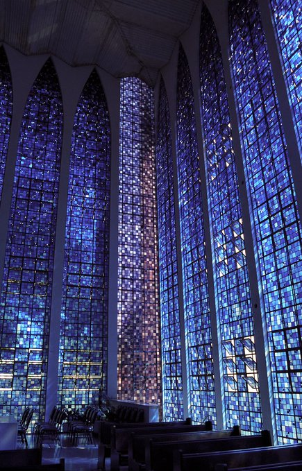xmuse_'s tweet photo. This stained glass at the Sanctuary of St. Don Bosco in Brazil looks like a jeweled curtain of light. Amazing! https://t.co/nyKglt2sQU