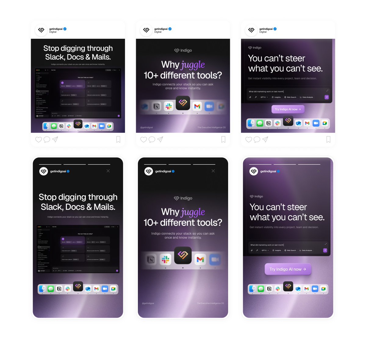 Recent ad designs for Indigo AI