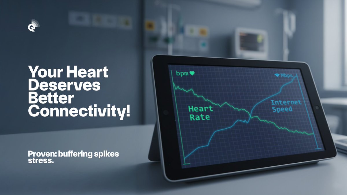 Your heart deserves better than buffering 🛜

Studies show that when a video stalls, stress levels can jump from 19% to 34%. 

Even a half-second delay (!) is enough to spike frustration - proof that slow Wi-Fi isn’t just annoying, it’s physiological warfare.  

We don’t do lag.