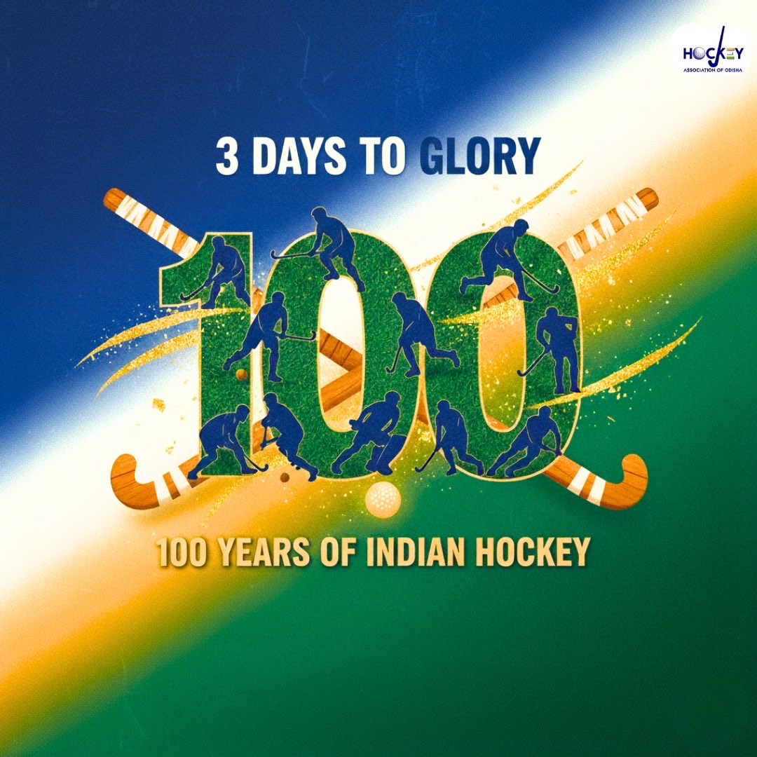 🏑Only 3 days to go for the grand celebration of 100 years of Indian Hockey! 🇮🇳
A century of grit, glory, and golden moments that made the nation proud. 
Let’s come together to honor our heroes, our legacy, and our love for the game that unites India. 💙

#100YearsOfIndianHockey