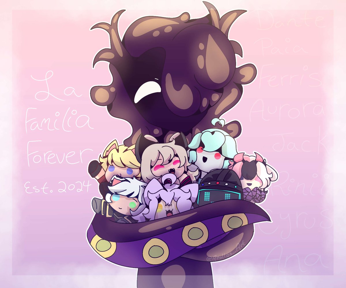 rosey_dust's tweet photo. "La Familia Forever"
🎨: @Apollos__Art 
=============
Featuring the fam: @DanteAlmandine @chuuketsuki @FerrisVonAstrea @AnaMASTERSNIPER @AuroraAquam @BrockJackCh @RiniiBunii 

I love each and every one of these people and I am so happy to call them my familia https://t.co/zPijYwqoQx