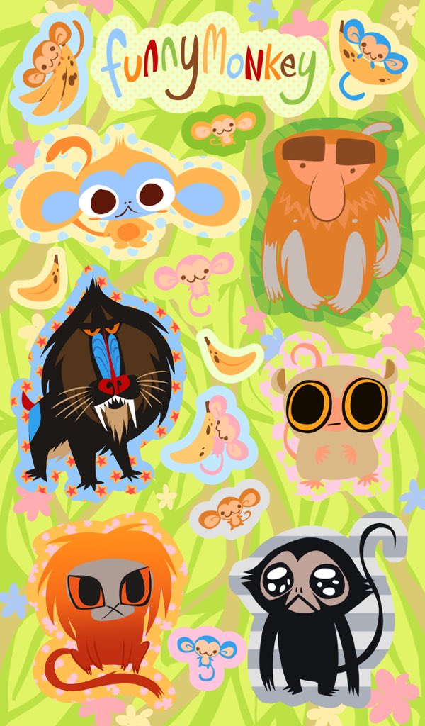 fruitfunnycute's tweet photo. New sticker sheet with MONKEYS🍌🍌🍌🍌 https://t.co/Auz7XmGvTy