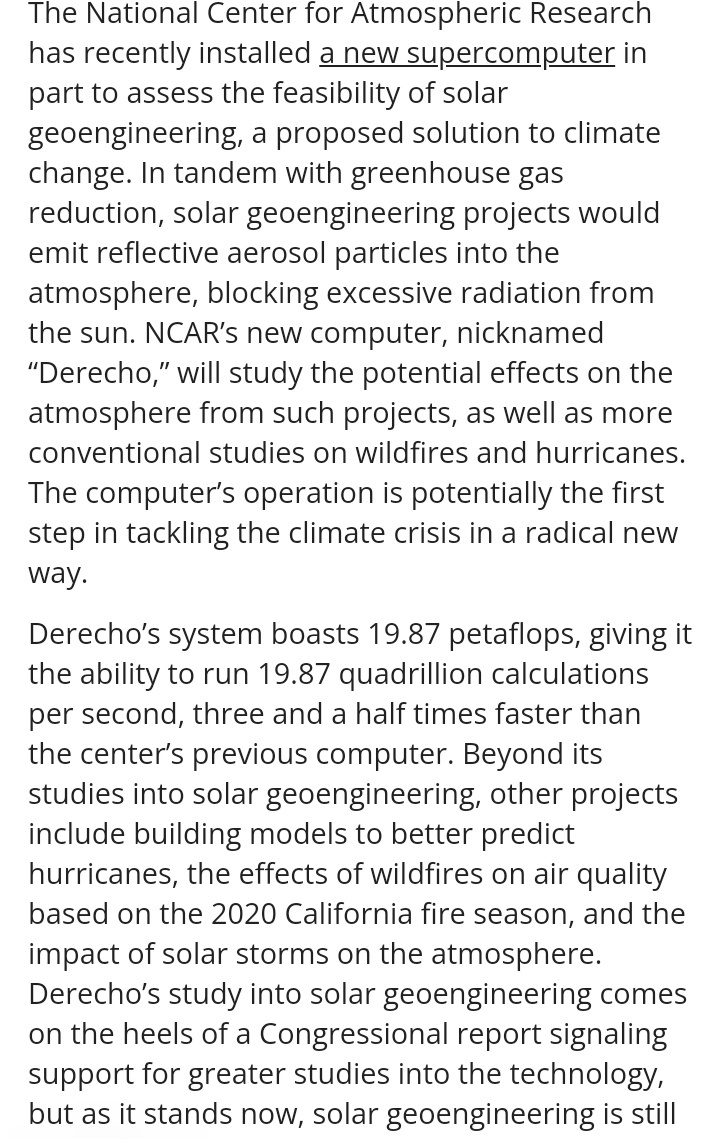 RobertMorrisInc's tweet image. 19.87 quadrillion calculations a second Happening now with &quot;SMART&quot; clouds Super Miniaturized Adjustable Reconfigurable Technology. @SenMastriano mentioned &quot;diamond dust&quot; which is solar powered diamond skinned nano balloons aka Smart clouds controlled by Ai supercomputer Derecho.