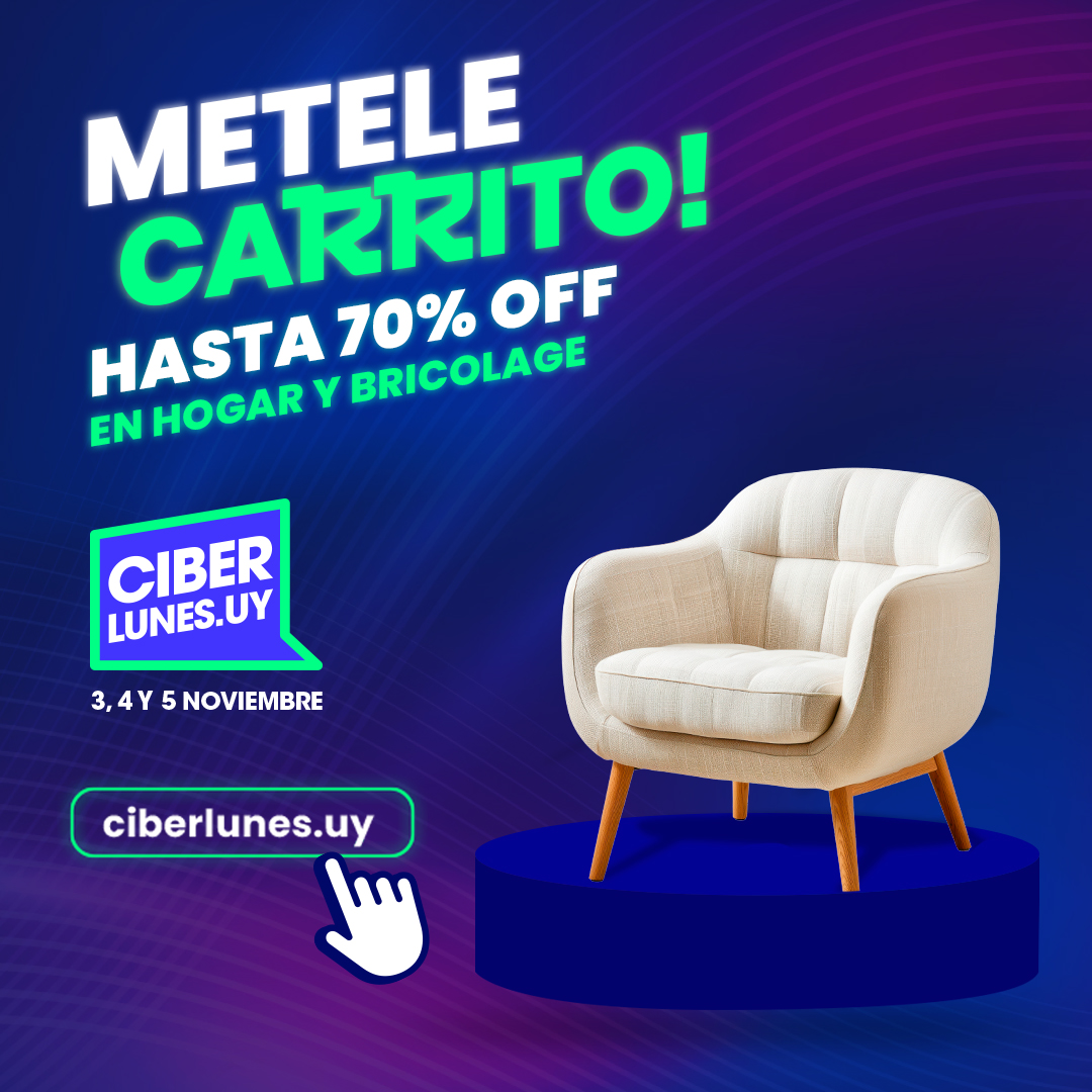 Renová la energía de tu hogar con hasta 70% OFF.🛠️ 💫
Aprovechá las mejores ofertas del año en ciberlunes.uy
¡Metele carrito y manos a la obra! 🛒