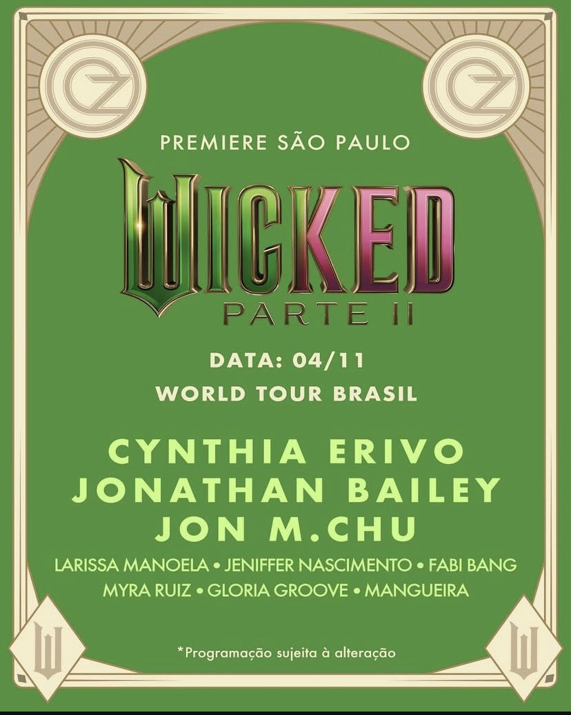 🚨 Gloria Groove estará presente na premiere do filme Wicked: Parte Il que acontece hoje em São Paulo.

A cantora promete uma performance bem brasileira celebrando a essência de Wicked.
