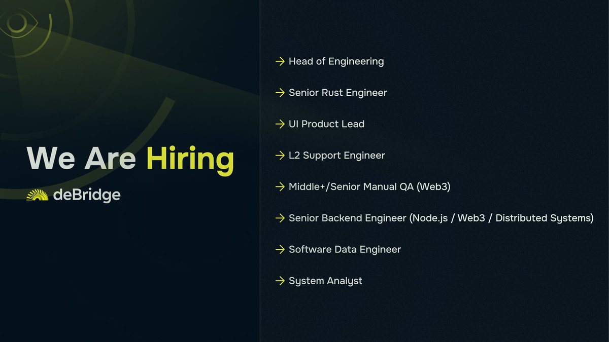debridge's tweet image. FYI: We&apos;re hiring