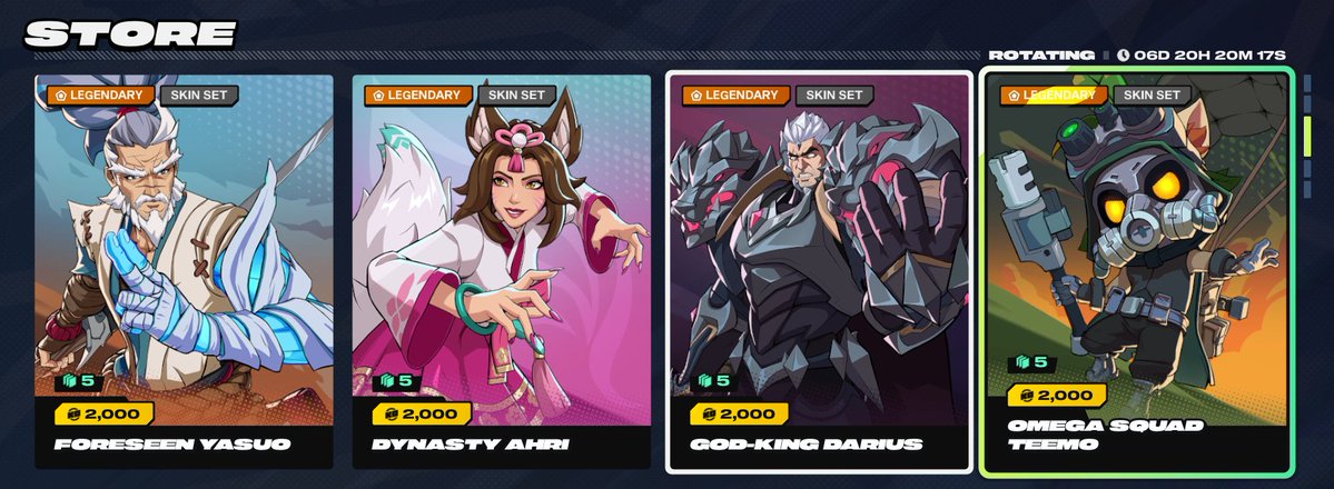 I waited this whole week for the rotation to change and 3 out of the same 4 skins reappeared whyyyyyyyyy