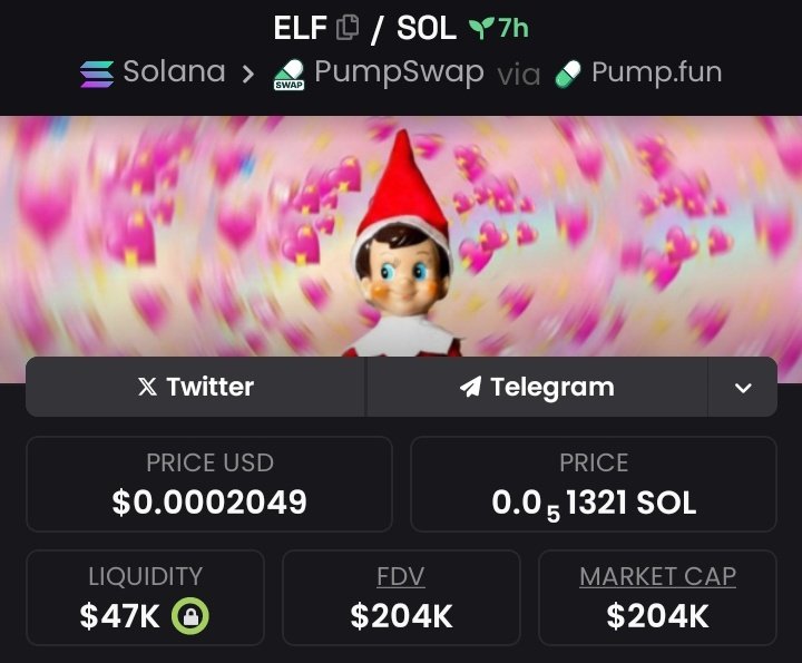 Sighted $ELF at $15k mcap, it is now trading at $204K mcap 🚀 In my private TG 🔥💯
 
Solid 13.6x locked in 🚀📈
A good one in my books 💎💰 
No hype just early calls sharp entries and serious profits 

Follow+DM for invitation link to My private TG now 🔥💯💯 
⛓️