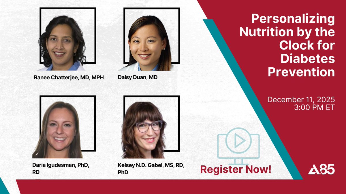 ADA_DiabetesPro's tweet photo. How does meal timing affect metabolic health? Join ADA’s live webinar “Personalizing Nutrition by the Clock for Diabetes Prevention” to explore how time-restricted eating may help reduce the risk for diabetes and obesity. Dec 11 | 3 p.m. ET. Register now: https://t.co/Cu7IhWDoe9 https://t.co/iLatk8Nyi2