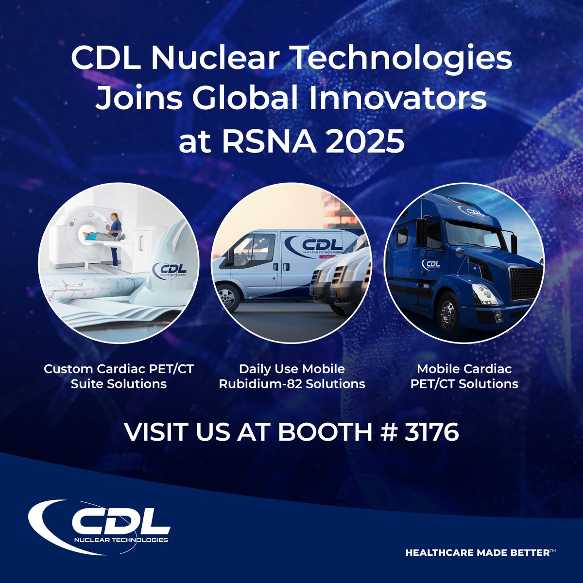cdlnuclear's tweet photo. We’re excited to join the radiology community at the RSNA Annual Meeting 2025. This year’s theme, "Imaging the Individual," underscores radiology’s vital role in advancing care—a mission that aligns perfectly with our commitment to delivering Cardiac PET/CT solutions. https://t.co/5UOeoQSi16