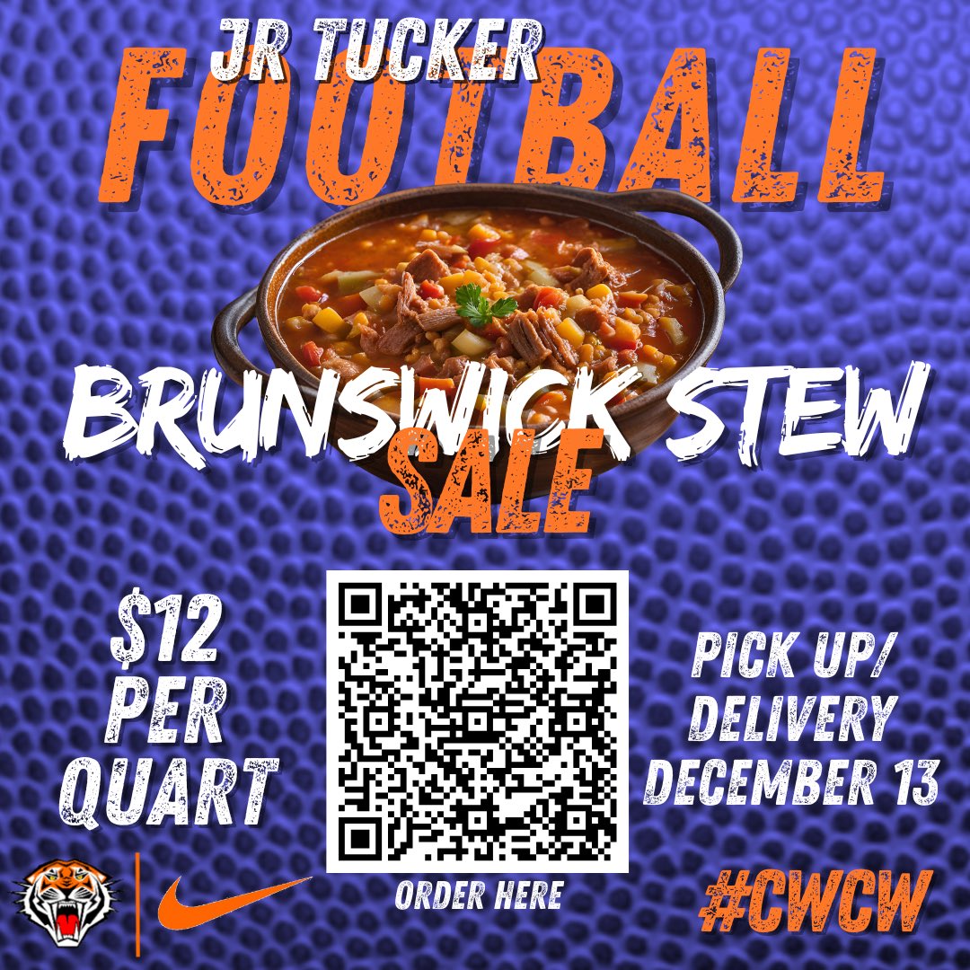 Help Support Tucker Football — One Quart at a Time!
Brunswick stew from @beaverdamgrill is back! Every quart you purchase helps support our football team with equipment, uniforms, and team expenses. It’s a delicious way to show your Tucker pride and keep our players going strong.