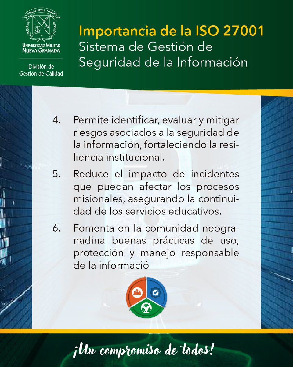 Sistema de Gestión de Seguridad de la Información

La ISO 27001 garantiza la protección, confidencialidad e integridad de la información dentro de las organizaciones, fortaleciendo la confianza y la gestión segura de los datos.