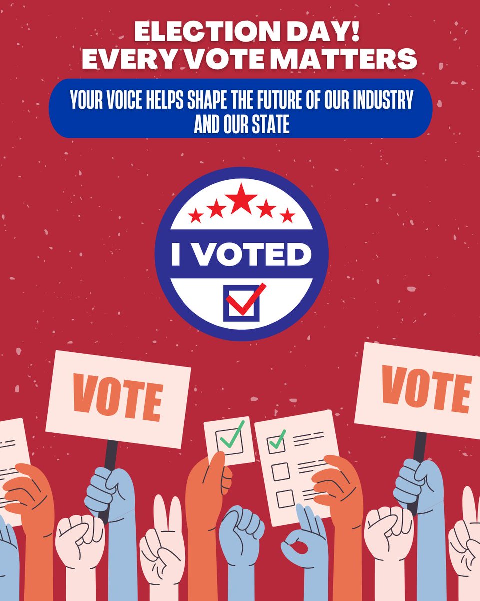 NCPCM's tweet image. 🗳️ It’s Election Day! Every vote matters — and your voice helps shape the future of our industry and our state. Take time to cast your ballot and make your mark today. 🇺🇸
#ElectionDay #YourVoteCounts #NCPCM #IndustryLeadership