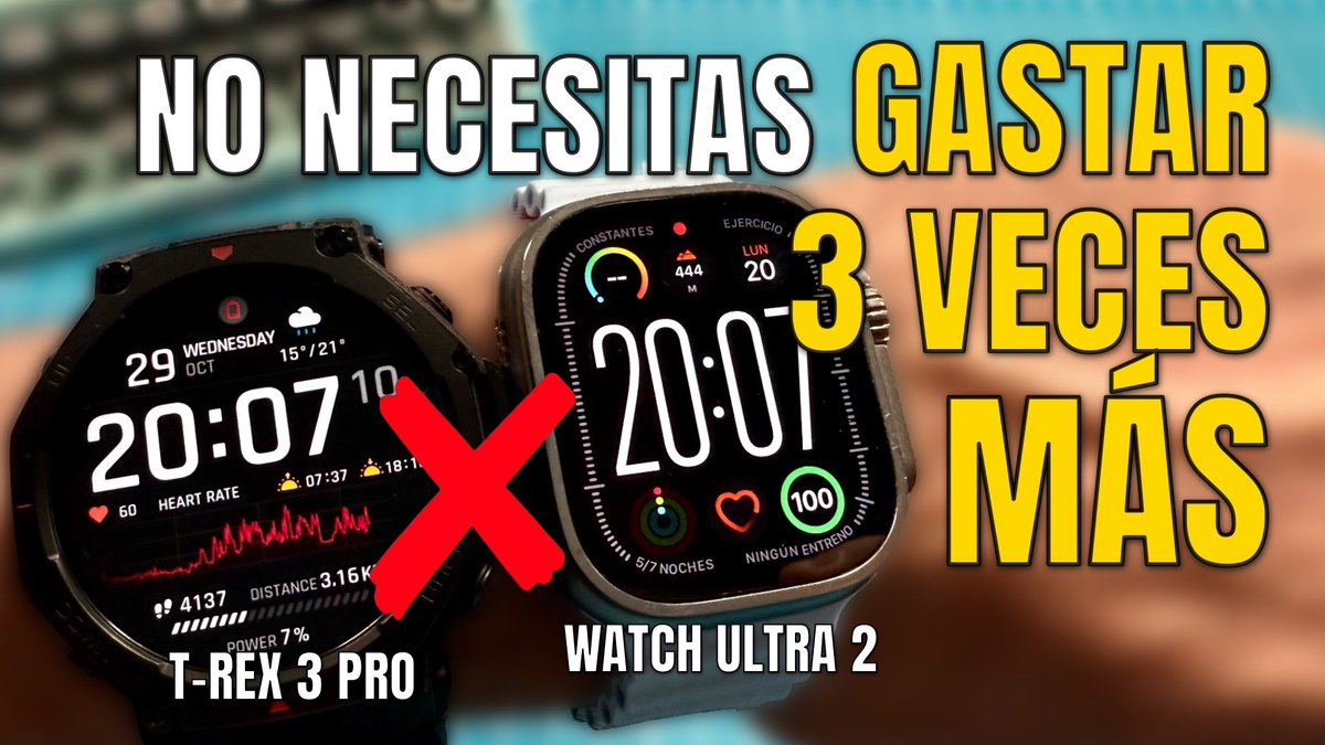🔥NUEVO VÍDEO🔥 Amazfit T-Rex 3 Pro vs Apple Watch Ultra: ¿Vale la pena GASTAR 3 VECES más? 👉🏼 youtu.be/nlWPEa362rY