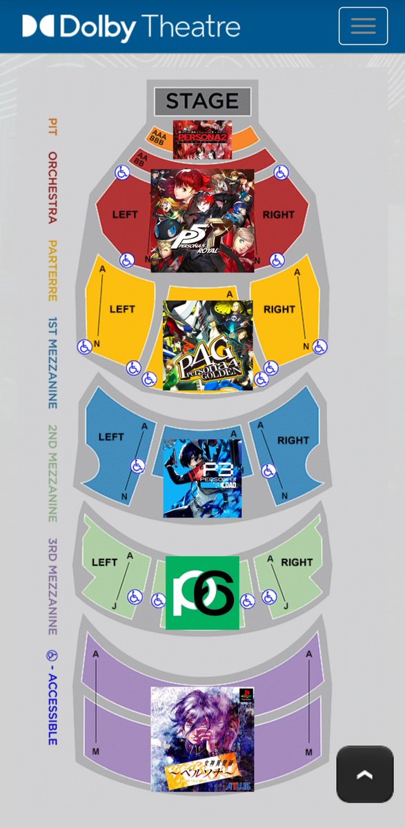 How I see the seating chart for Persona Live at the Dolby Theater: