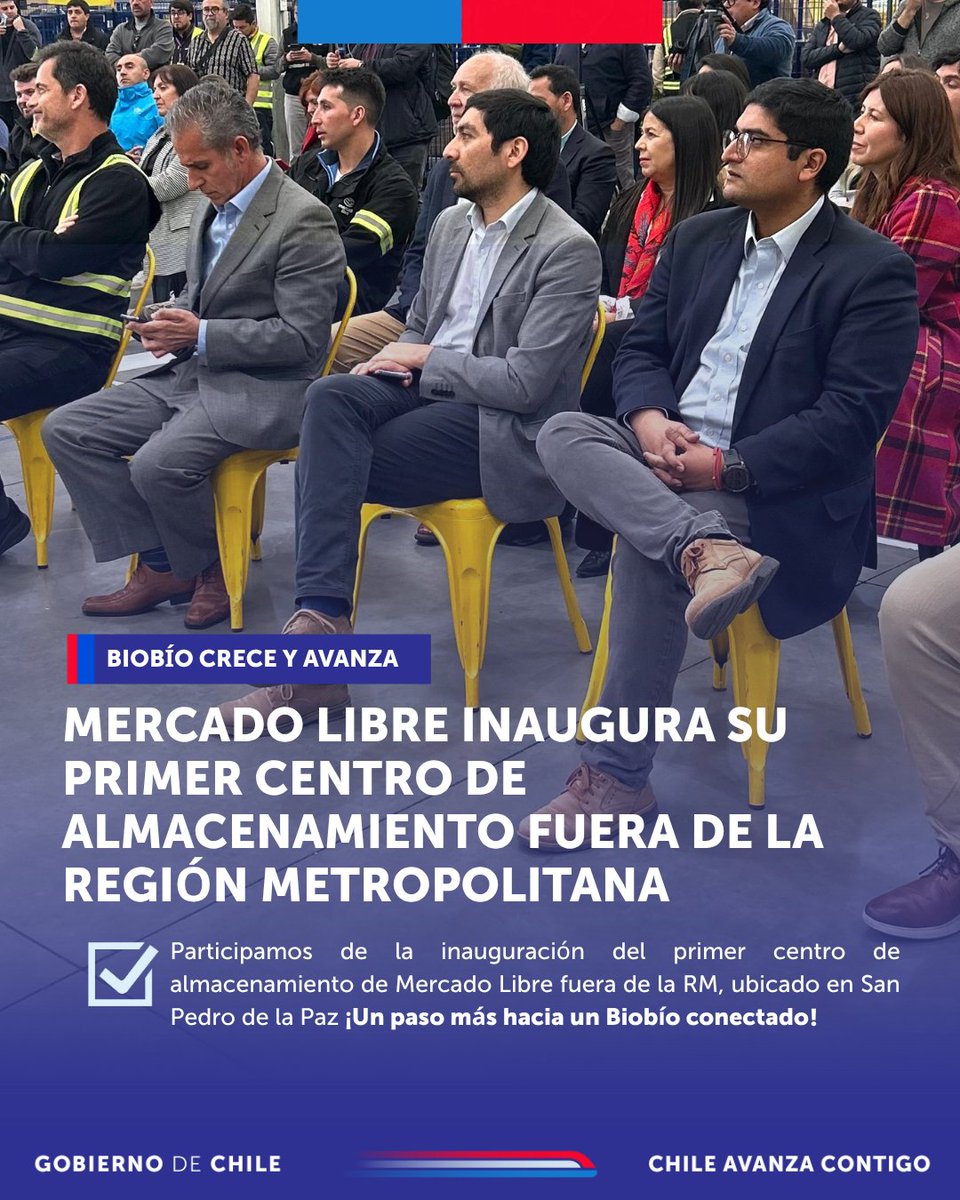 👉Participamos de la inauguración del primer centro de almacenamiento de Mercado Libre fuera de la RM, ubicado en San Pedro de la Paz. Este proyecto marca un antes y un después en el desarrollo logístico del sur de Chile. ✨⁣