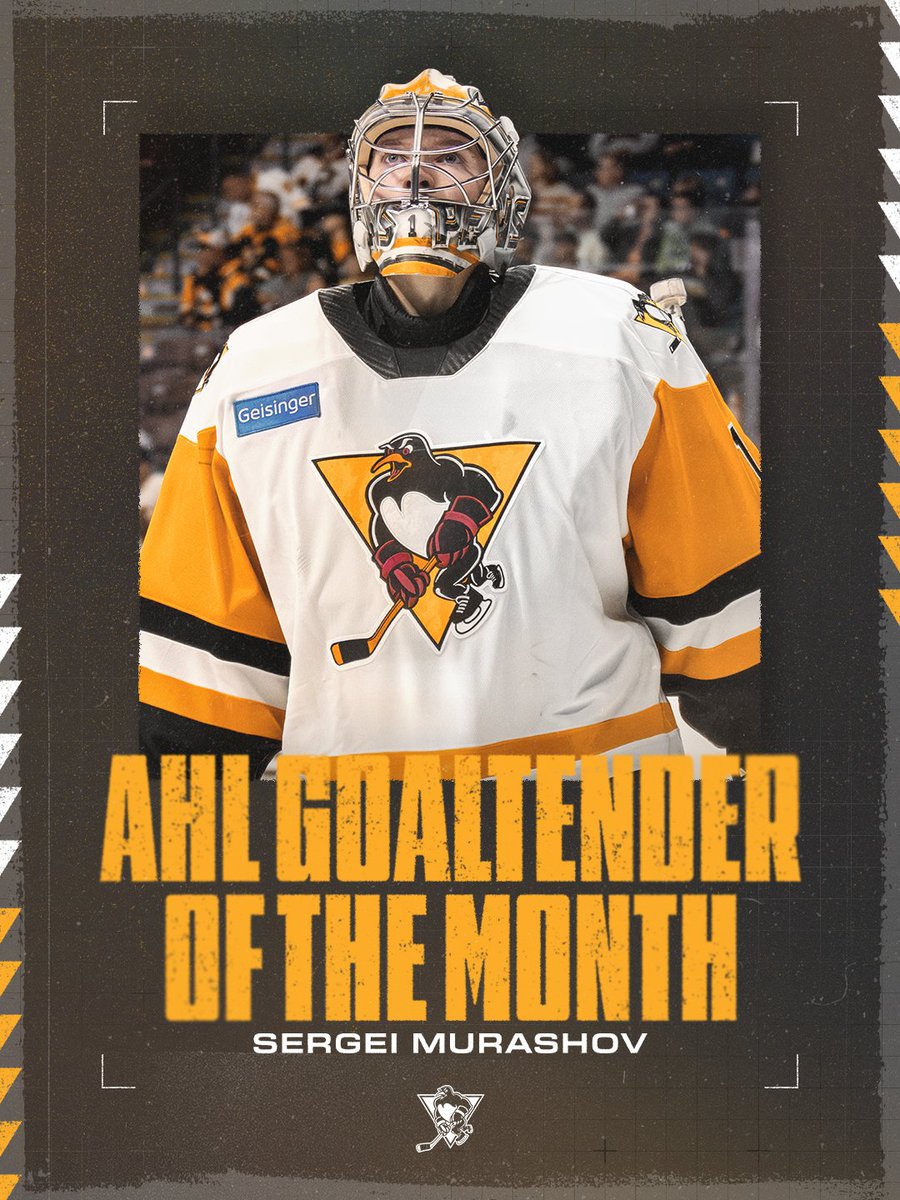 WBSPenguins's tweet photo. Sergei owned October. And the league took notice.

Sergei Murashov is your AHL Goaltender of the Month.

https://t.co/PkMSLGPp9B https://t.co/E95Kv2V3Yd