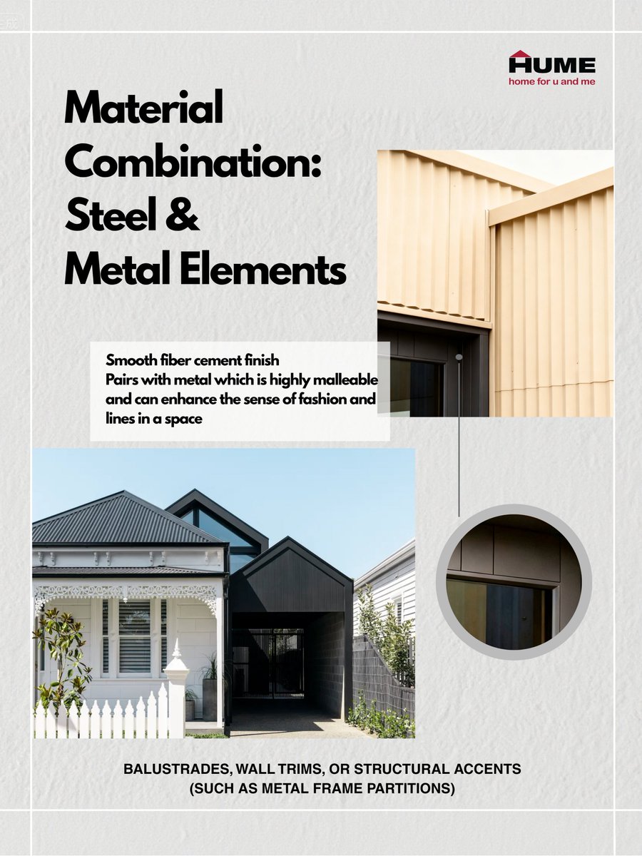 HumeBuilding's tweet photo. Transform your exterior with Hume – your one-stop shop for stunning facades! From Fibre Cement to Colorbond® steel and sleek aluminium, mix and match materials to create a bespoke look that truly stands out. #HomeDesign #FacadeGoals #HumeBuildingProducts https://t.co/WfEwiNk0wv