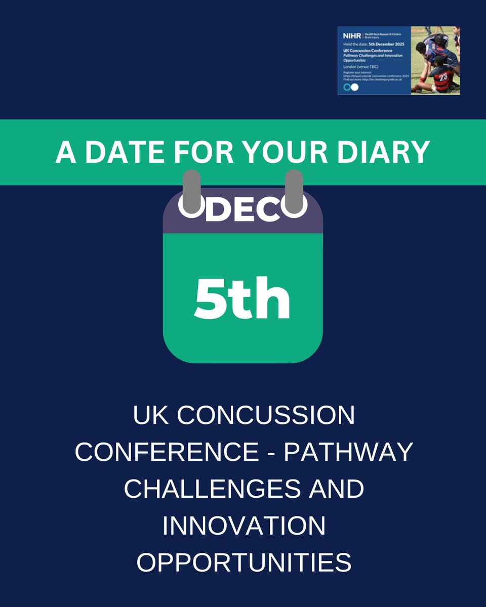 ⭐️DATE FOR YOUR DIARY⭐️

When: 05/12/2025
Time: 09:30 - 16:00
Where:TBA (in London)

Join us for the UK Concussion Conference, where we’ll dive into the challenges faced in the world of concussion and upcoming opportunities and collaborations to support innovation and drive
