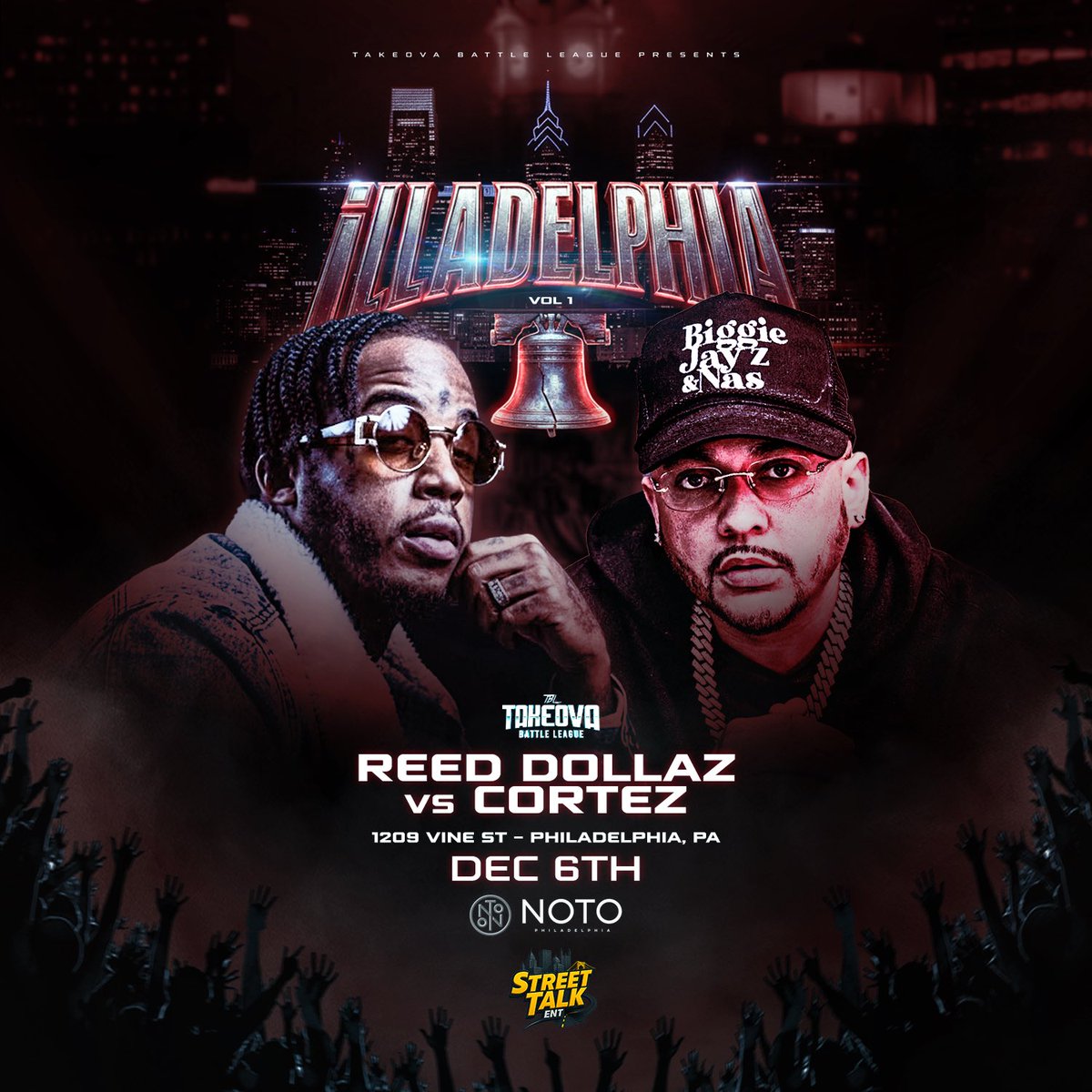 chillajones's tweet photo. @Takeova_BL &amp; @ScoopDawg310109 presents ILLADELPHIA VOL 1 

Saturday December 6th at NOTO in Philly 

Reed Dollaz vs @cortez_bodega 

PPV: https://t.co/KUgJ7D493y
TICKETS: https://t.co/OWhZbdQfol https://t.co/43kwZ8N1TC