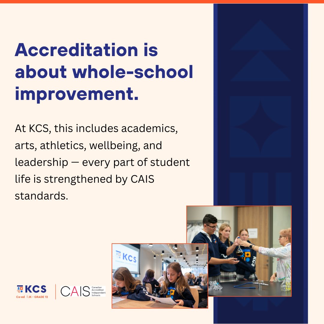 Accreditation is about whole-school improvement. At KCS, this includes academics, arts, athletics, wellbeing, and leadership — every part of student life is strengthened by CAIS standards