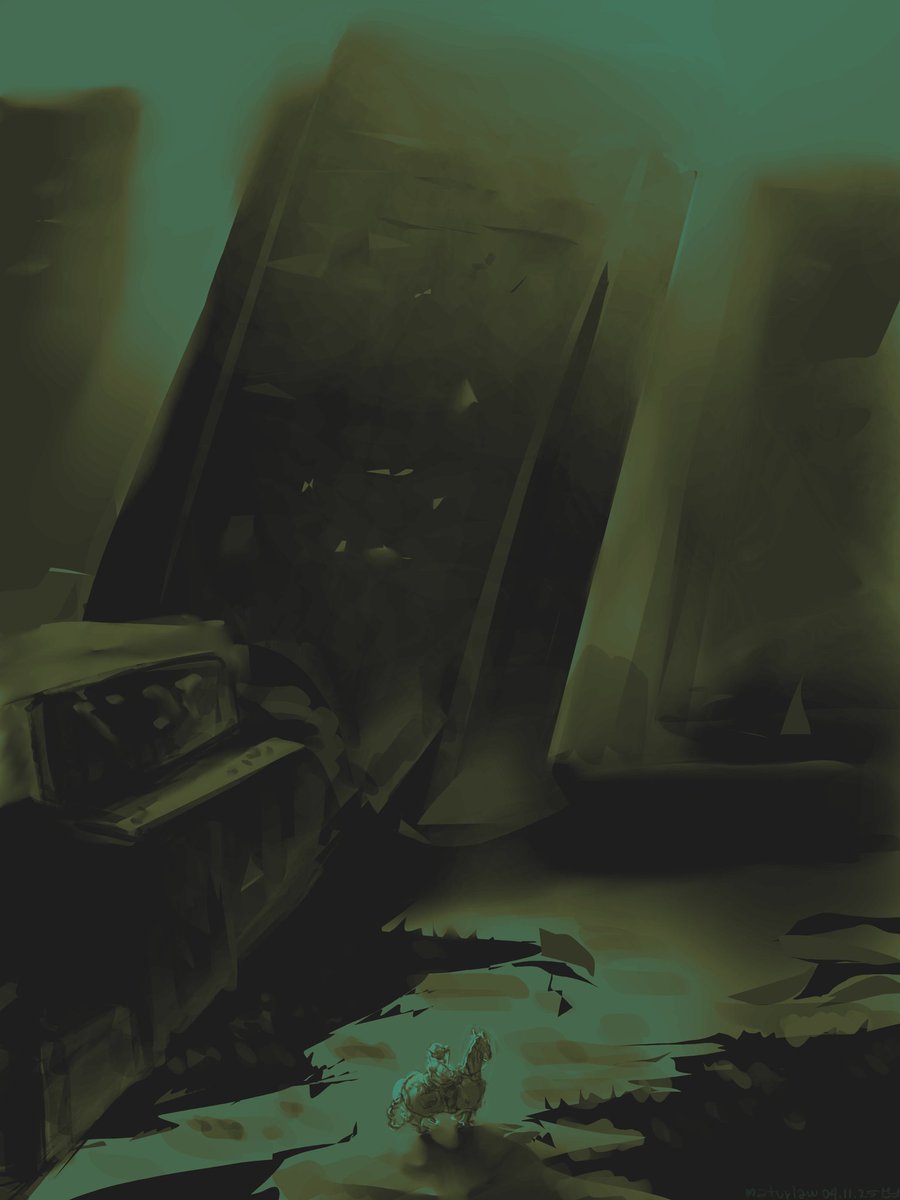 maturlaw's tweet image. Drew a little art based on my universe and played with gradient maps
I think it looks not bad 

#digitalart #krita #gradientmaps #oc