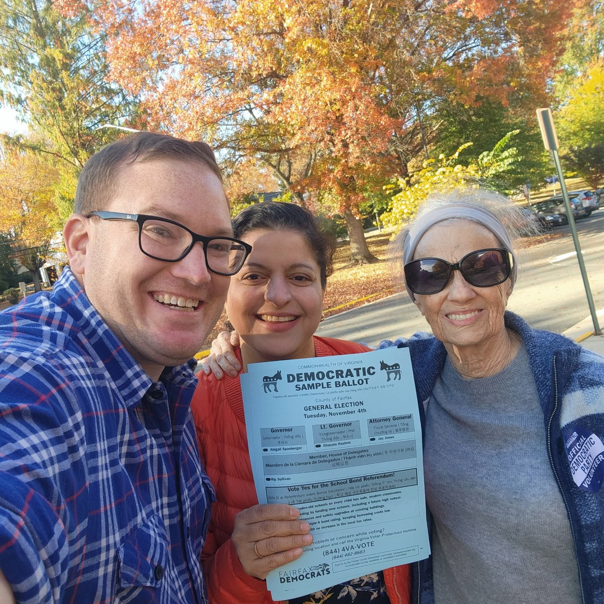 To quote the old bumper sticker: Yes, Virginia, there are Democrats in Great Falls! And they're voting!
<a href="/SpanbergerForVA/">Abigail Spanberger</a> <a href="/SenatorHashmi/">Senator Hashmi</a>