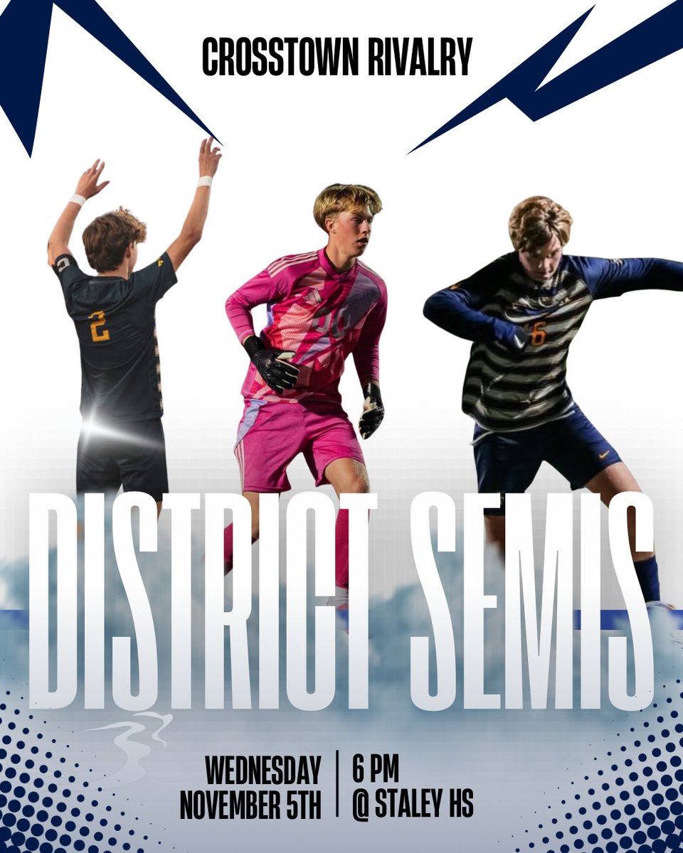 Men’s soccer with a rematch in the district semis against Liberty!! See you at Staley for some postseason soccer🦅⚽️