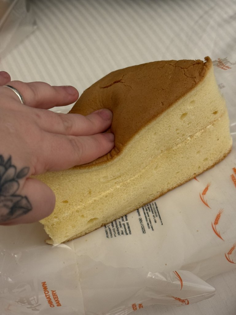 I finally ate Chiffon cake and we had to molest it