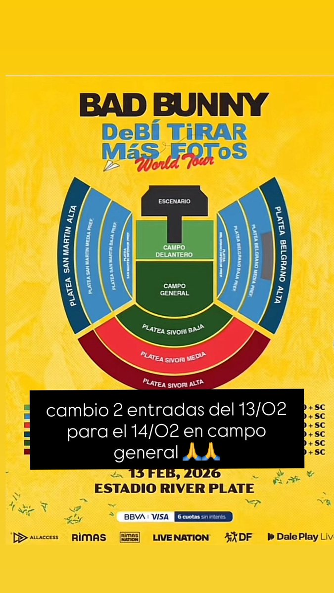 cateandreocci's tweet photo. @badbunnyarg__ necesito cambiar 2 entradas de fecha porfaa https://t.co/Ck1xSOiOVE