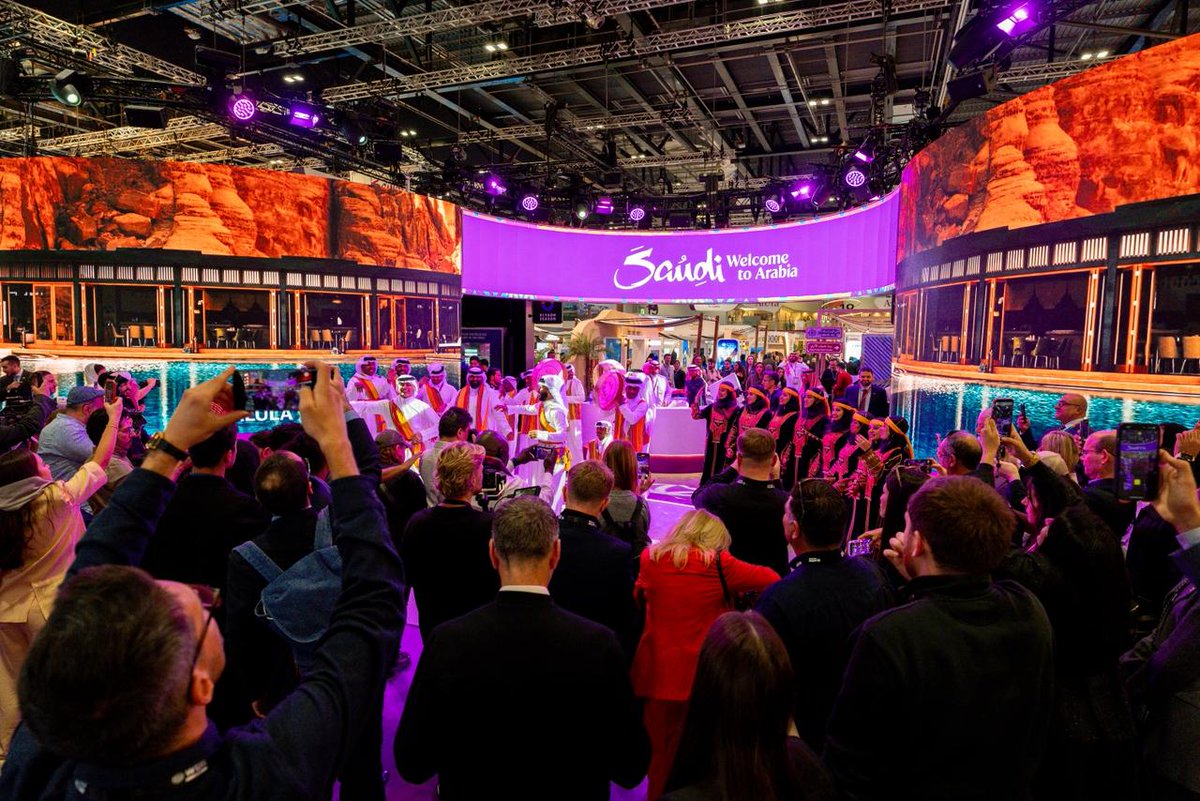 SaudiTourism's tweet photo. #SaudiLand pavilion opened its doors at #WTMLDN, welcoming visitors from around the world to explore Saudi’s rich culture and diverse tourism experiences. https://t.co/RmNvOpHBLZ