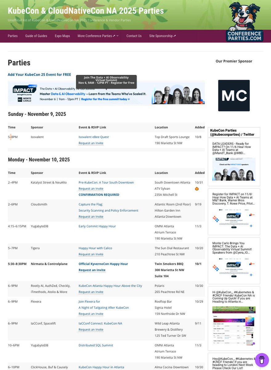 KubeCon Parties tweet media