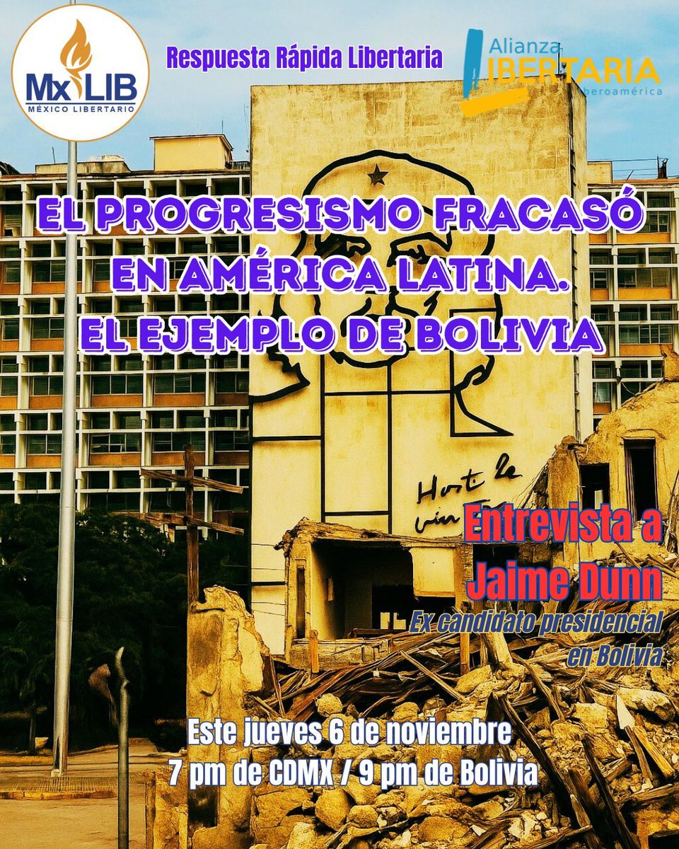 El progresismo fracasó en América Latina. El caso de Bolivia.

Entrevista a <a href="/JaimeDunn_/">Jaime Dunn</a>, ex candidato presidencial

Este jueves 6 de noviembre
7 pm CDMX🇲🇽 / 9 pm La Paz🇧🇴

Por nuestro canal en Youtube: youtube.com/@mex_libertario