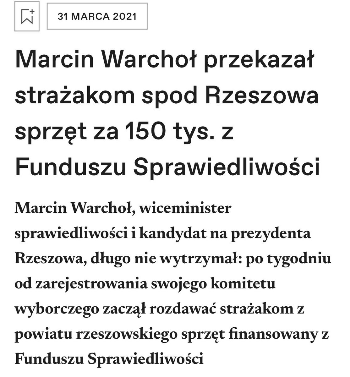 Przy okazji burzliwej dyskusji nad „Funduszem Sprawiedliwości” przypomina mi się ta niezwykle „sprawiedliwa” walka o urząd prezydenta Rzeszowa. 

Ciekawe czy i tym faktem - w postępowaniu śledczym - ktoś się zainteresował.