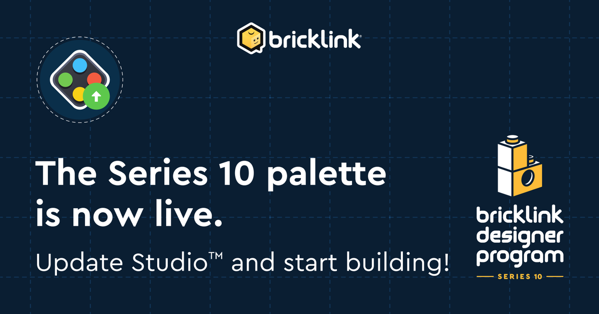 BrickLink's tweet photo. Start designing for Series 10! The BDP Series 10 palette is now online—update Studio to get building! Revised Guidelines and FAQ will drop on December 5th. So, stay tuned!

#LEGO #BrickLink #BrickLinkStudio #BDPSeries10 https://t.co/KQxx0TNikx