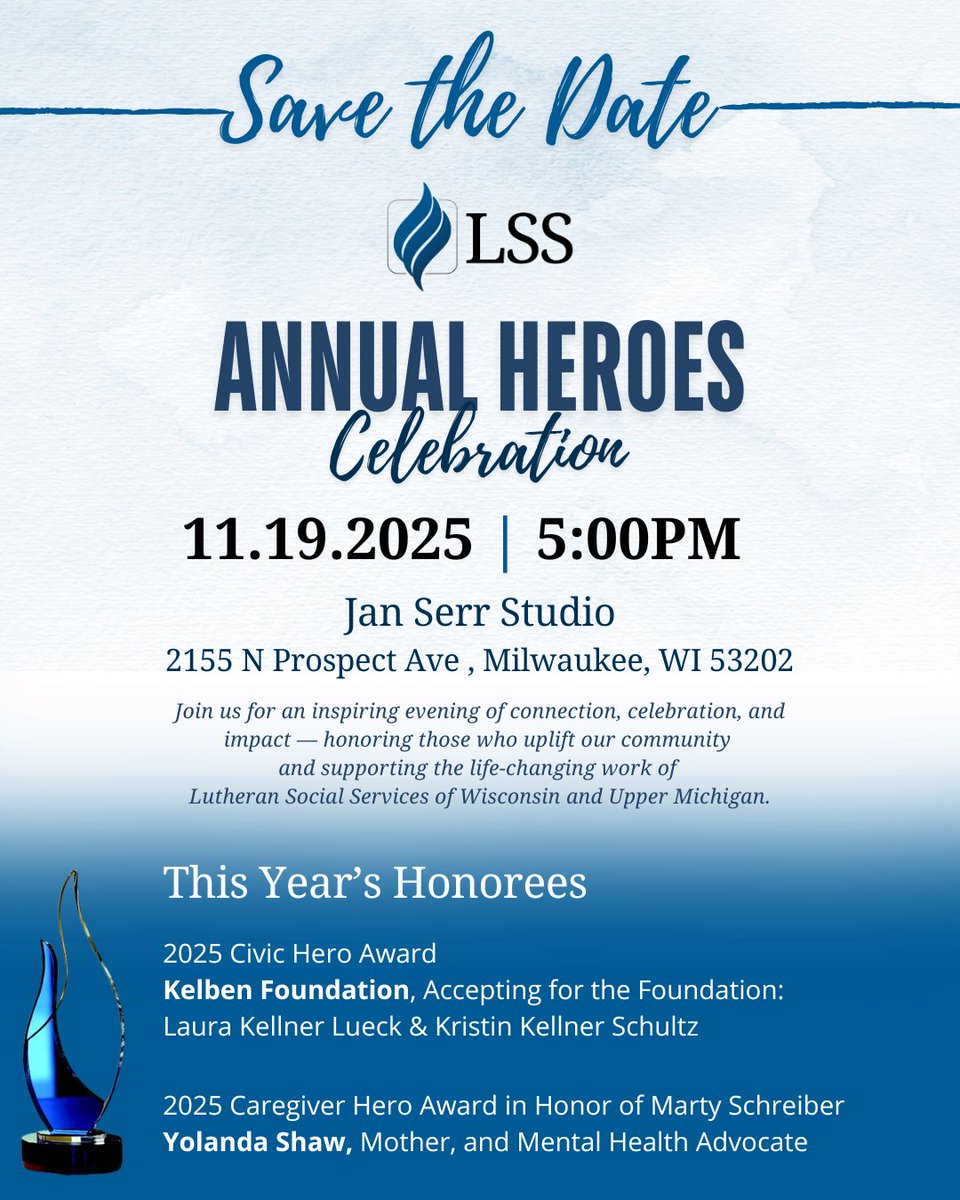 LSS is happy to announce the 2025 Annual Heroes Awardees - the Kelben Foundation and Yolanda Shaw!

Seats are still available for the #LSS Annual Heroes Celebration! 

Learn more: lsswis.org/2025/11/04/lss…

#SchoolCenteredMentalHealth #KelbenFoundation #SocialServices #Wisconsin