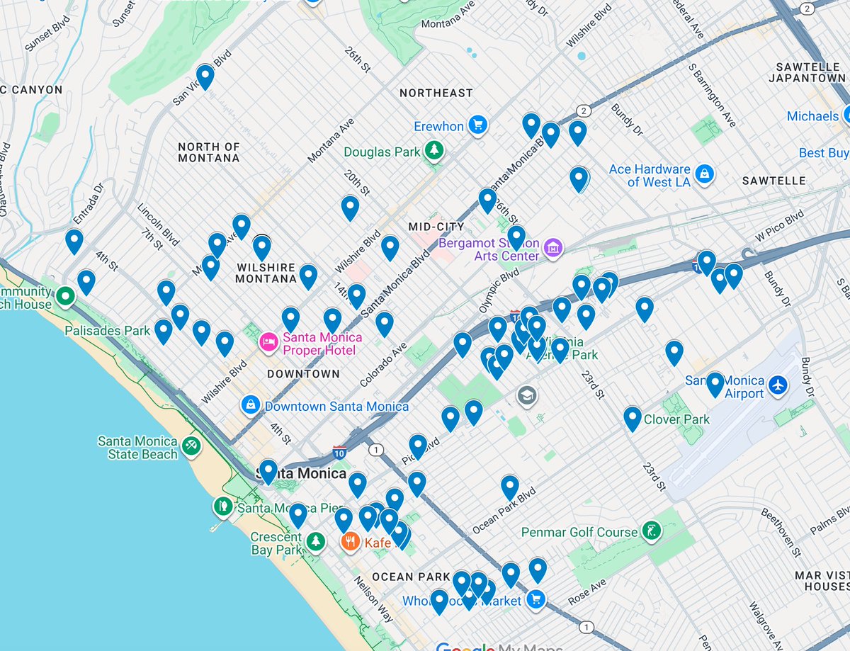 SinaiLawFirm's tweet image. This map shows 87 properties in Santa Monica owned by 1 non-profit that provides affordable housing. Per IRS records they have almost $200m in assets, a lot of debt, and losing money. 

Social housing in 2025, 1 block from the beach