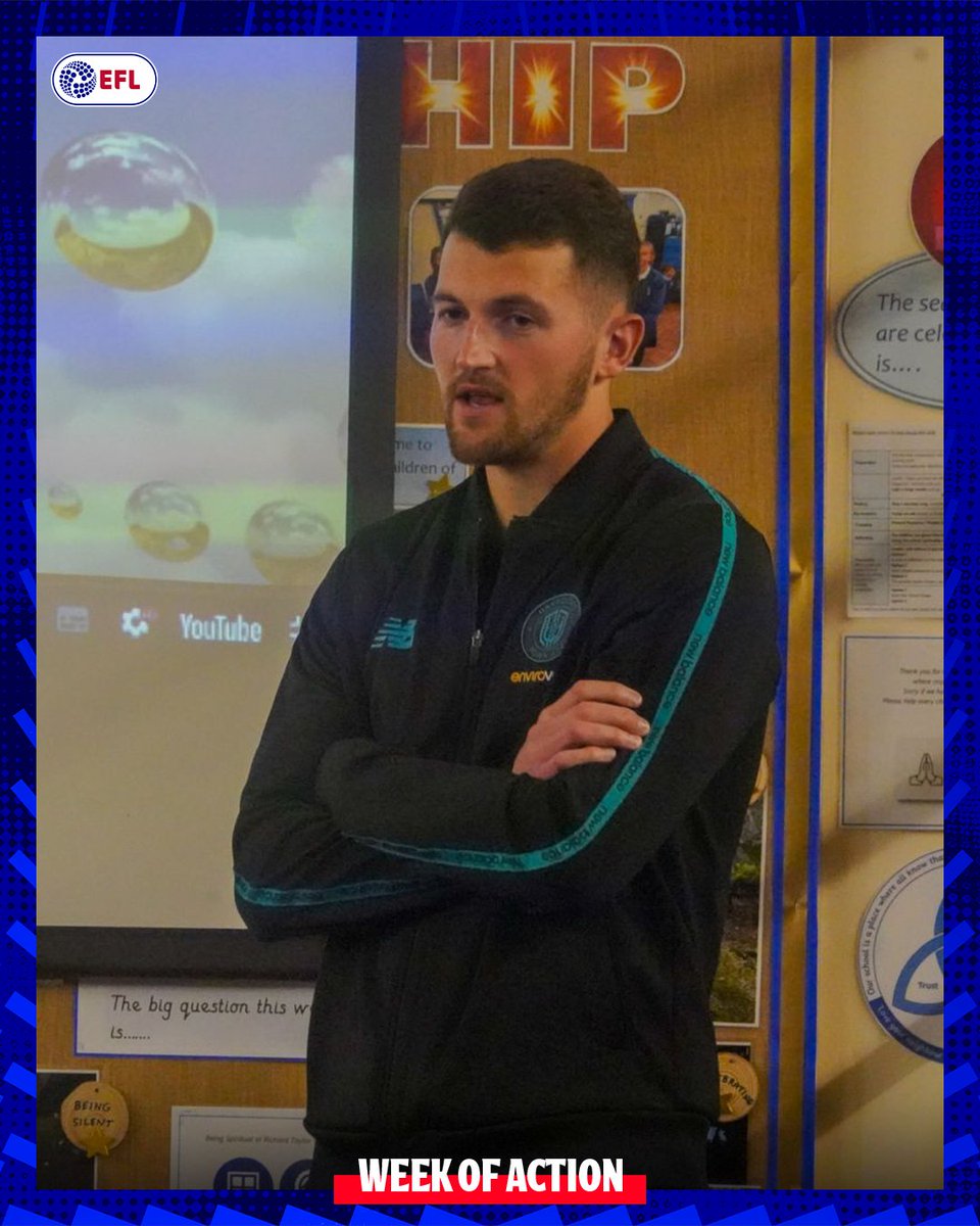 HarrogateTown's tweet image. As part of the @EFL's #WeekOfAction, Shawn McCoulsky and Tom Bradbury paid a visit to Richard Taylor School for a Q&amp;amp;A with pupils 👋 

@htafccf 🤝