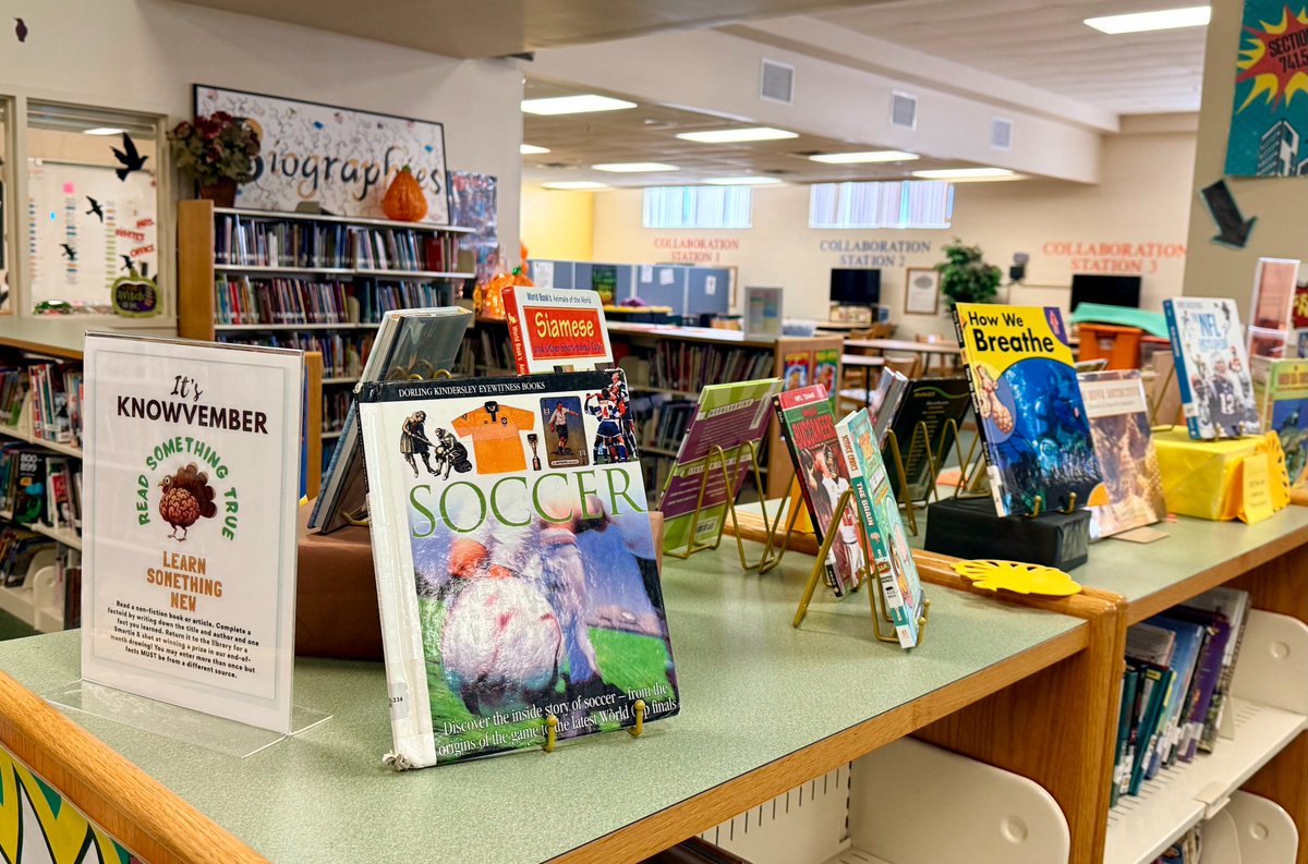 rushemiddle's tweet image. It&apos;s Knowvember - Read something true! Read a non-fiction book or article. Complete a factoid by writing down the title, author, &amp;amp; 1 fact you learned.  Return it to the Media Center for a Smartie &amp;amp; shot at winning a prize from the end-of-month drawing!