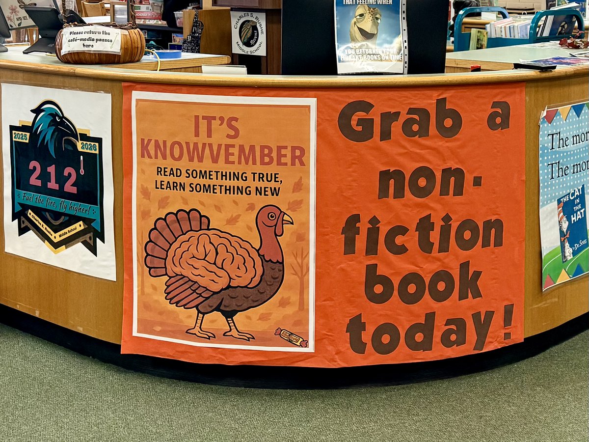 rushemiddle's tweet image. It&apos;s Knowvember - Read something true! Read a non-fiction book or article. Complete a factoid by writing down the title, author, &amp;amp; 1 fact you learned.  Return it to the Media Center for a Smartie &amp;amp; shot at winning a prize from the end-of-month drawing!