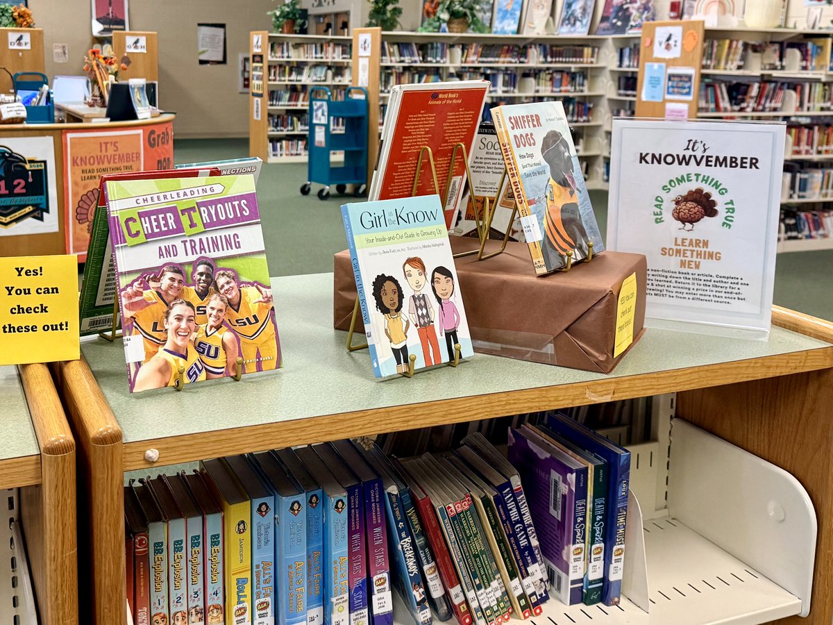 rushemiddle's tweet image. It&apos;s Knowvember - Read something true! Read a non-fiction book or article. Complete a factoid by writing down the title, author, &amp;amp; 1 fact you learned.  Return it to the Media Center for a Smartie &amp;amp; shot at winning a prize from the end-of-month drawing!