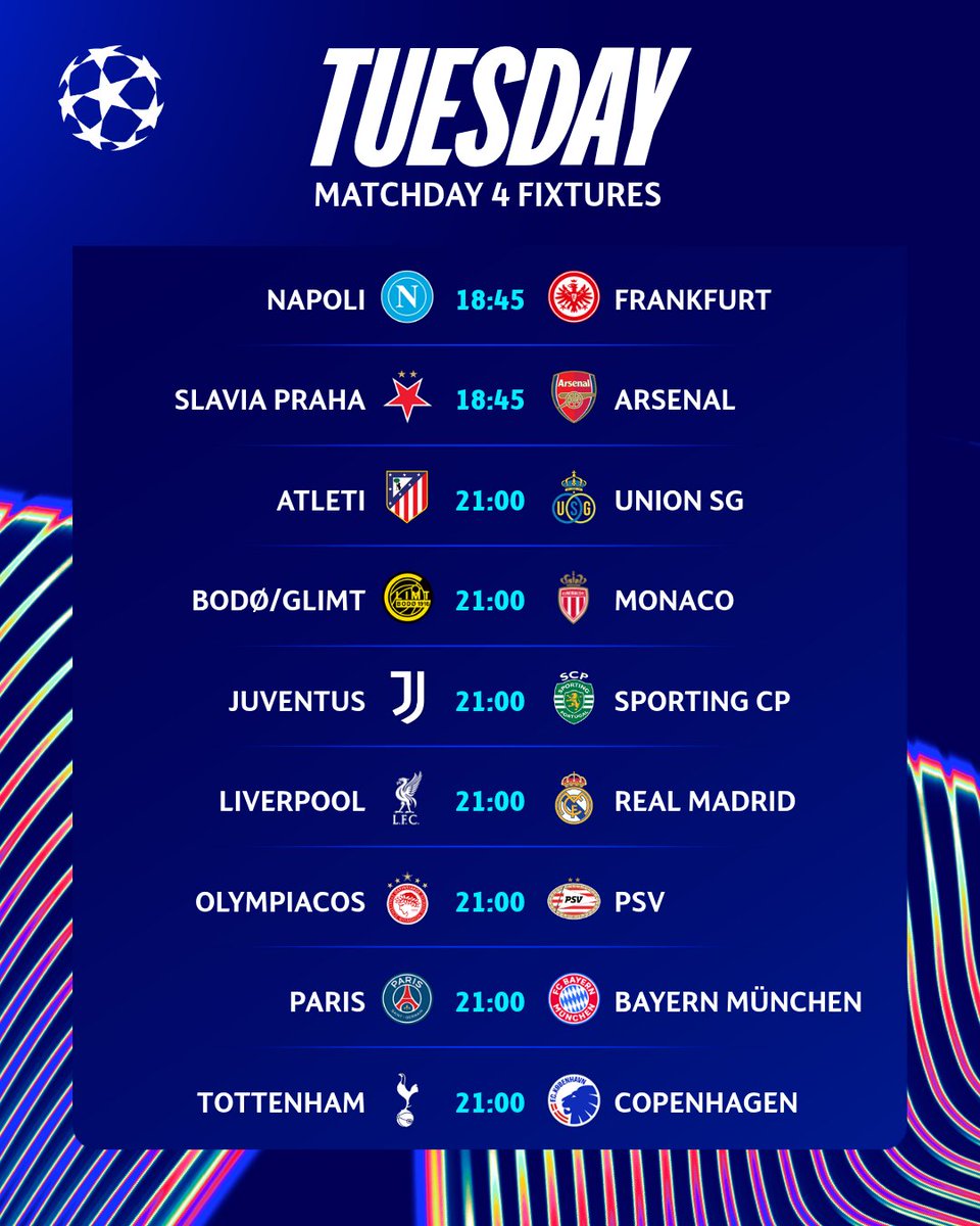 oltsport_'s tweet photo. UEFA CHAMPIONS LEAGUE MATCH DAY 4 FIXTURES PREVIEW

TUESDAY 

A THREAD 🧵 

#UCL #uefachampionsleague 
#ChampionsLeague https://t.co/GetCQsLBqU